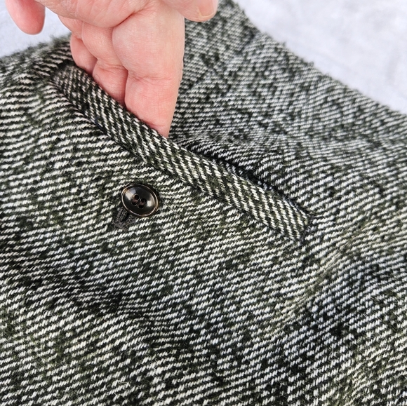 Madewell Green Herringbone Tweed Button Front Wool Blend Lined Mini Skirt Size 8 - Picture 10 of 16